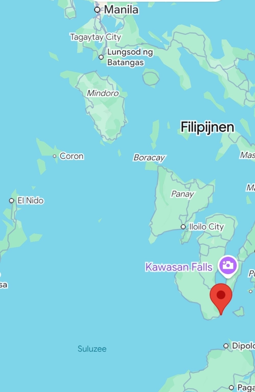 Kaart met de ligging van Dauin op Negros in de Filipijnen